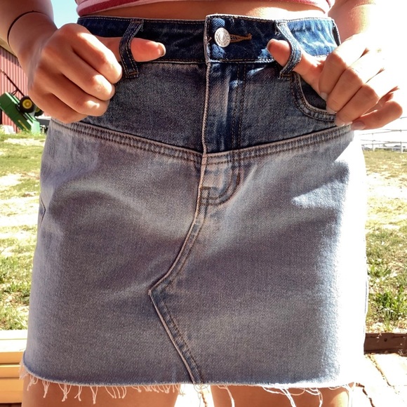 Double Tone Mini Jean Skirt - Picture 1 of 5